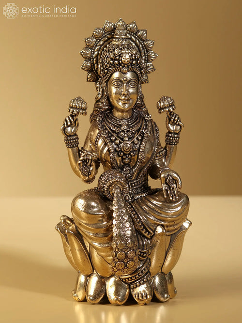 5" Brass Goddess Lakshmi Handmade Idol for Pooja