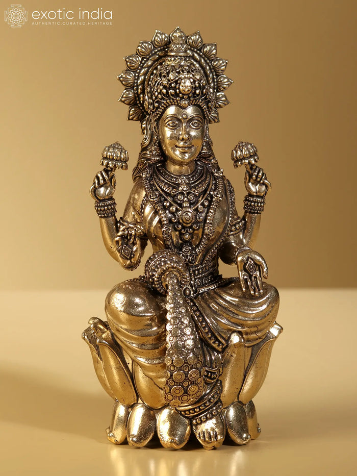 5" Brass Goddess Lakshmi Handmade Idol for Pooja