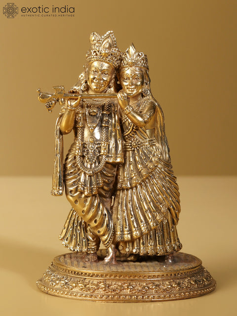 5" Small Superfine Radha Krishna Brass Statue | Home Temple Idols