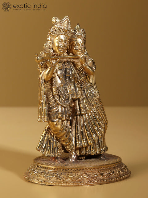 5" Small Superfine Radha Krishna Brass Statue | Home Temple Idols