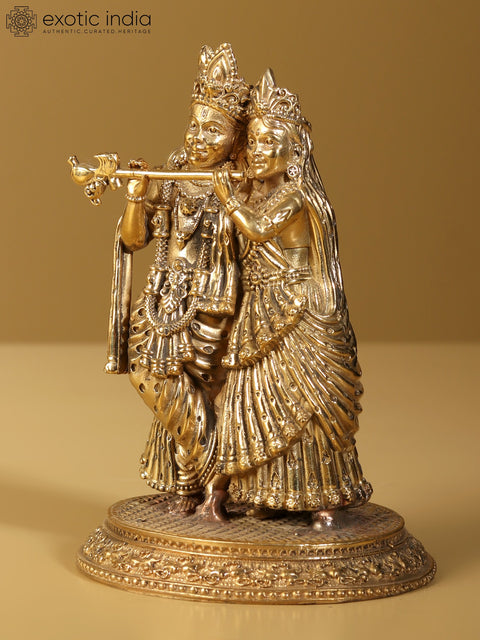 5" Small Superfine Radha Krishna Brass Statue | Home Temple Idols