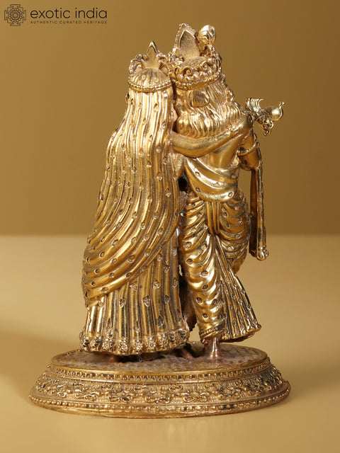 5" Small Superfine Radha Krishna Brass Statue | Home Temple Idols