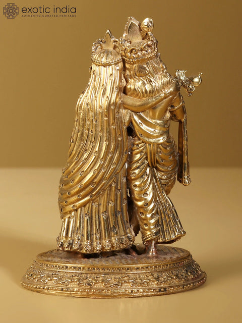 5" Small Superfine Radha Krishna Brass Statue | Home Temple Idols