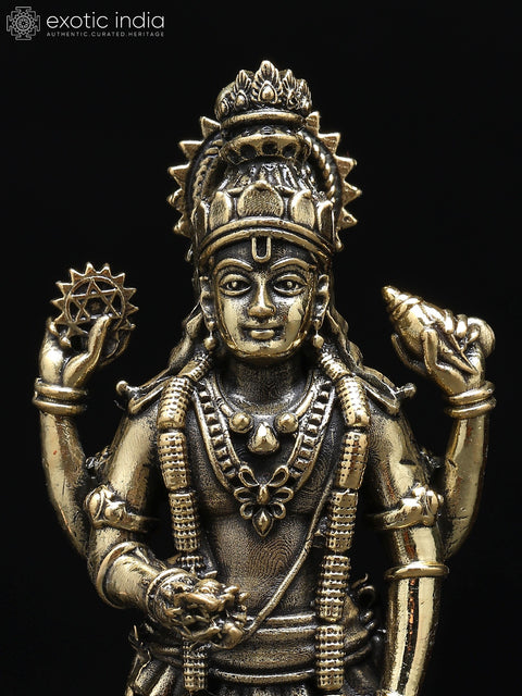 Superfine Lord Vishnu Idol Standing on Lotus | Brass Statue