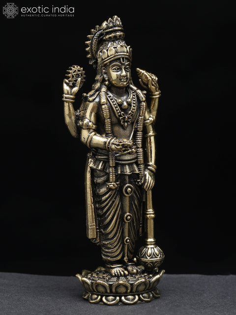 Superfine Lord Vishnu Idol Standing on Lotus | Brass Statue