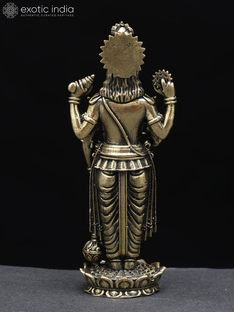 Superfine Lord Vishnu Idol Standing on Lotus | Brass Statue