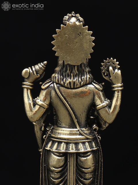 Superfine Lord Vishnu Idol Standing on Lotus | Brass Statue