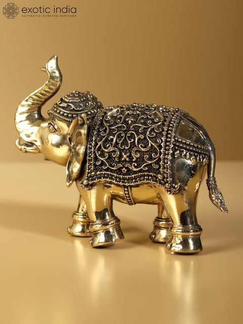 Superfine Elephant Figurine with Upraised Truk | Brass Statue (Multiple Sizes)