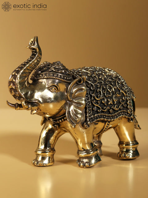 Superfine Elephant Figurine with Upraised Truk | Brass Statue (Multiple Sizes)