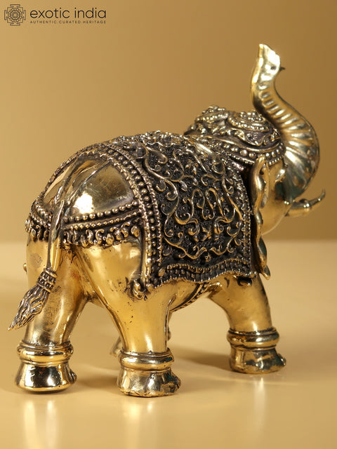 Superfine Elephant Figurine with Upraised Truk | Brass Statue (Multiple Sizes)