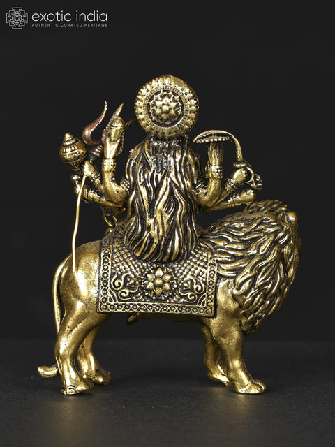 Small Superfine Four-Armed Maa Sherawali Brass Statue | Multiple Sizes