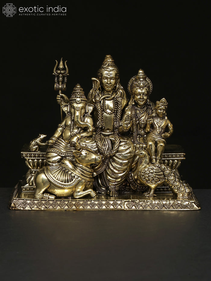 6" Superfine Lord Shiva Family Handmade Brass Statue