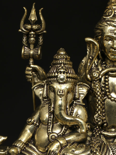 6" Superfine Lord Shiva Family Brass Statue