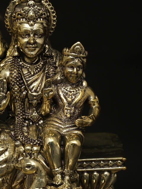 6" Superfine Lord Shiva Family Brass Statue