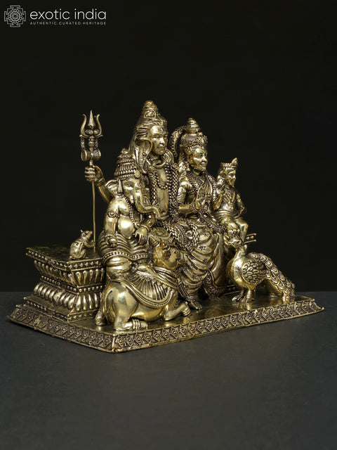 6" Superfine Lord Shiva Family Brass Statue