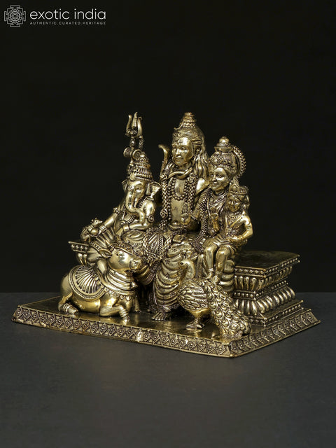 6" Superfine Lord Shiva Family Brass Statue