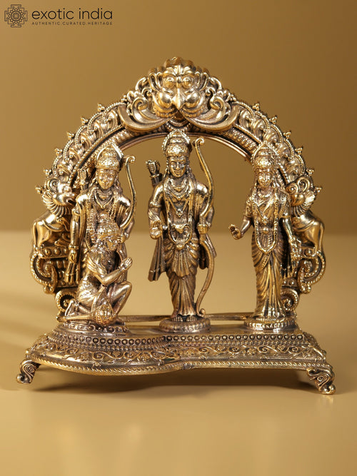 4" Shri Ram Darbar Brass Statue with Kirtimukha Prabhavali