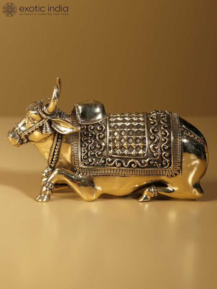 5" Small Nandi Brass Statue Handmade - Vehicle of Lord Shiva