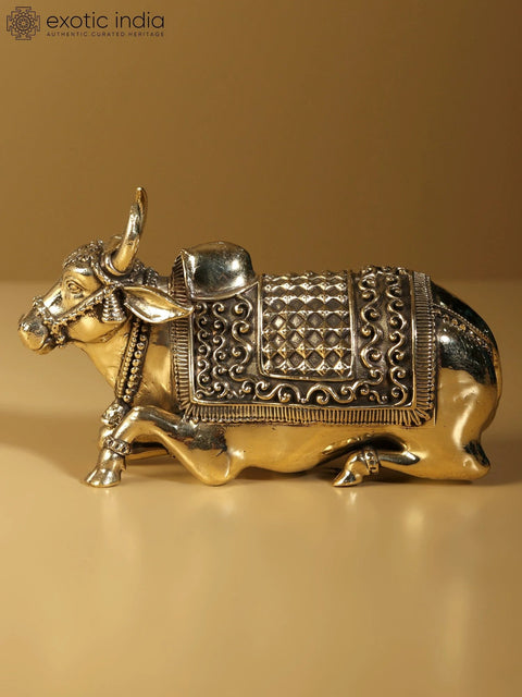 5" Small Superfine Nandi Brass Statue - Vehicle of Lord Shiva
