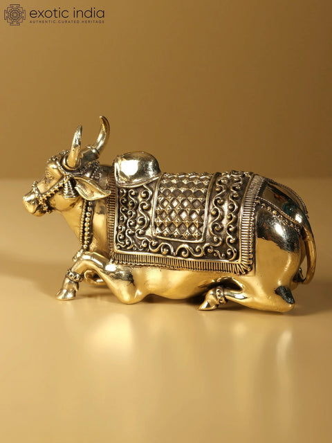 5" Small Superfine Nandi Brass Statue - Vehicle of Lord Shiva