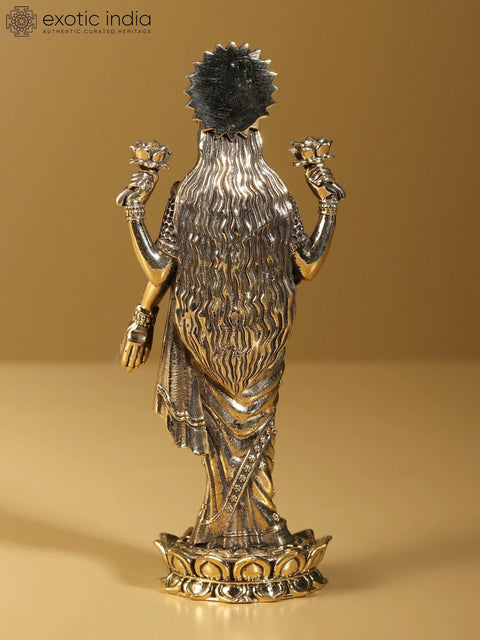 Superfine Devi Lakshmi Brass Statue Standing on Lotus