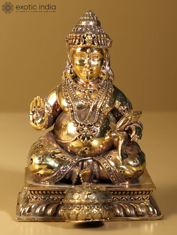 Small Superfine Lord Kubera Brass Statue for Home Pooja