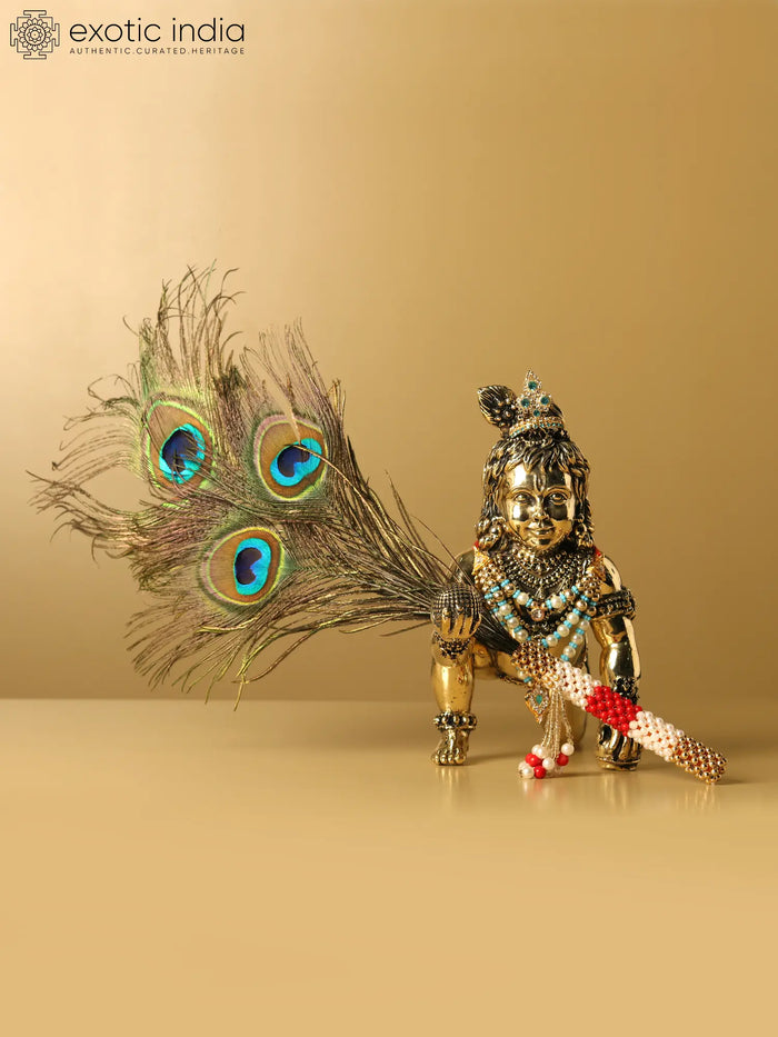 Handmade Laddu Gopal Brass Idol for Pooja (Multiple Sizes)
