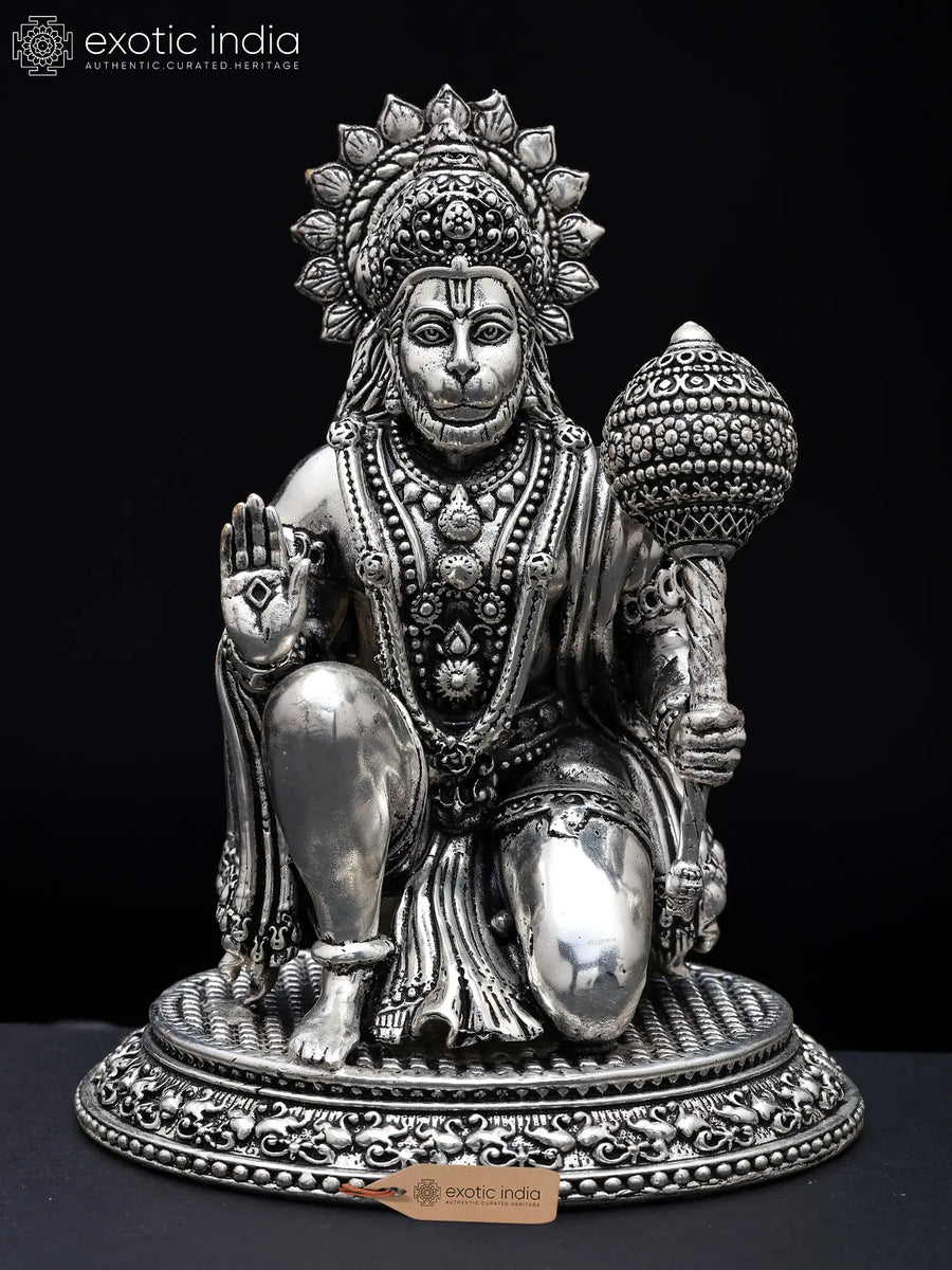 Sitting Lord Hanuman Blessing Gesture Handmade Brass Statue