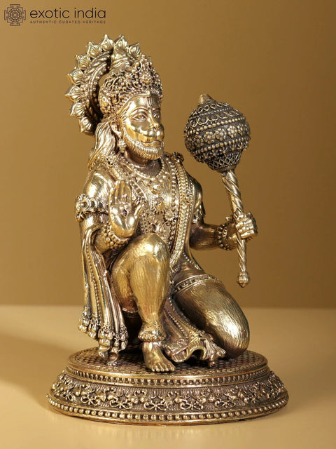 Superfine Sitting Lord Hanuman in Blessing Gesture | Brass Statue