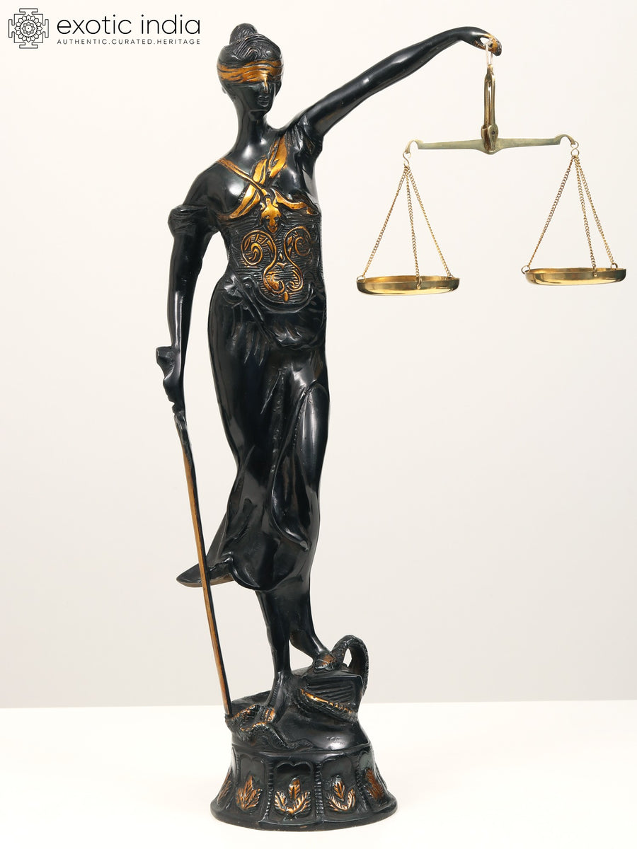 19" Lady Justice Brass Statue with Scale and Sword