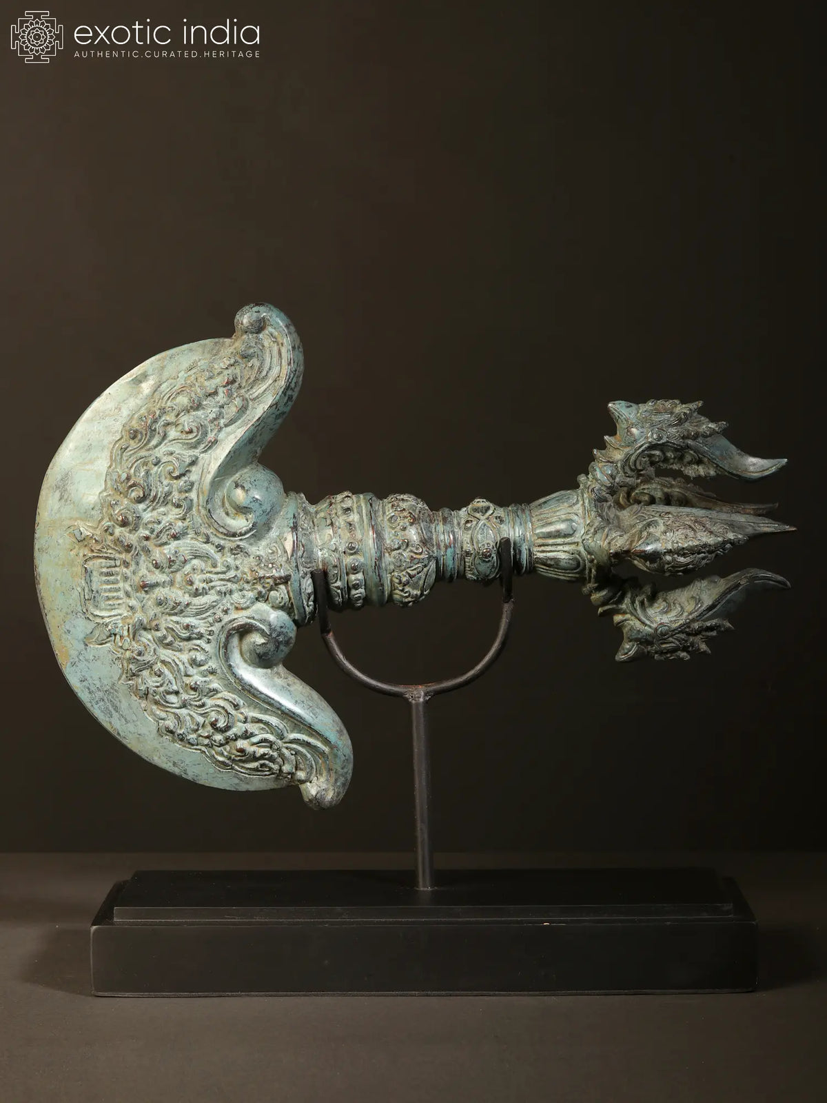 14" Decorative Balinese Brass Tibetan Katrika Knife/Chopper with Dorje Vajra Handle