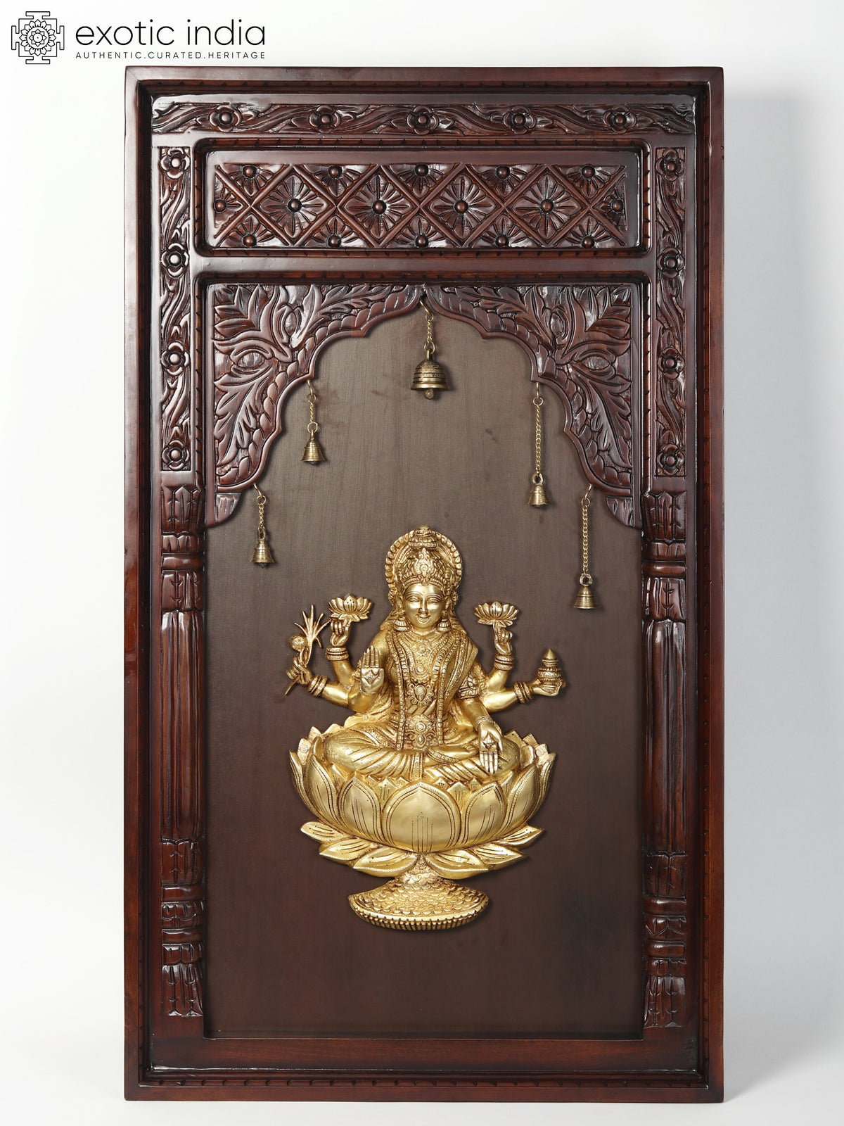 47" Beautiful Goddess Lakshmi | Wood Wall Hanging Frame