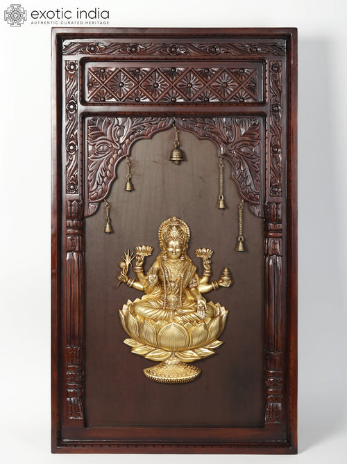 47" Goddess Lakshmi Wood Wall Hanging for Home Decor