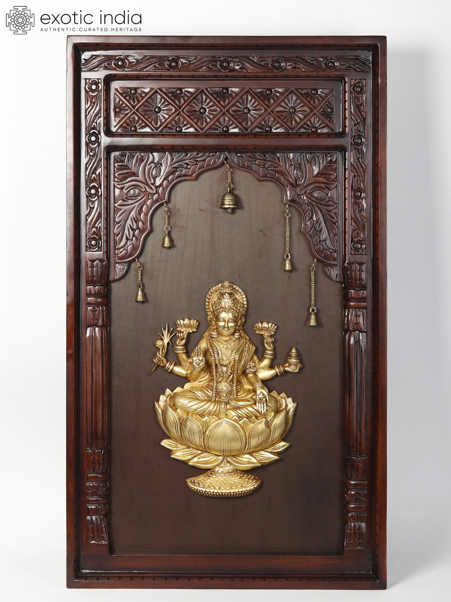 47" Goddess Lakshmi Wood Wall Hanging for Home Decor