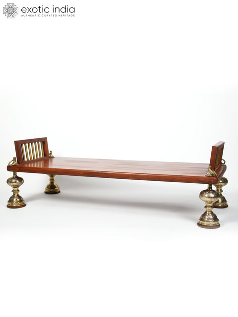 61" Beautiful Wood Swing With Brass Foot