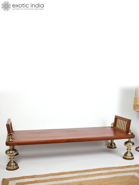 61" Beautiful Wood Swing With Brass Foot