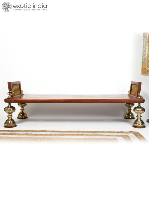 61" Beautiful Wood Swing With Brass Foot