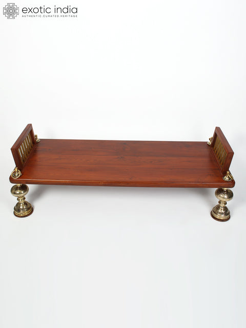 61" Beautiful Wood Swing With Brass Foot