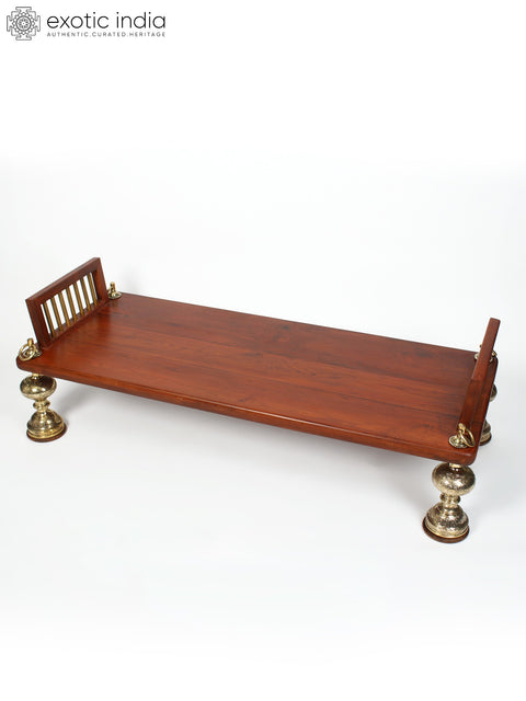 61" Beautiful Wood Swing With Brass Foot