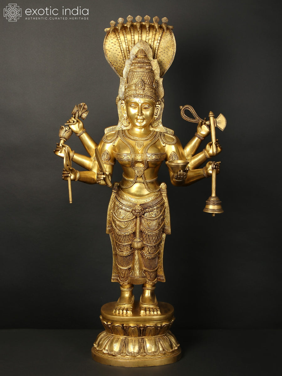 43" Brass Ashtabhuja Karumariamman Goddess Idol Handmade