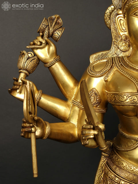 43" Brass Idol Of Superfine Ashtabhuja Goddess Karumariamman
