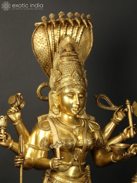 43" Brass Idol Of Superfine Ashtabhuja Goddess Karumariamman