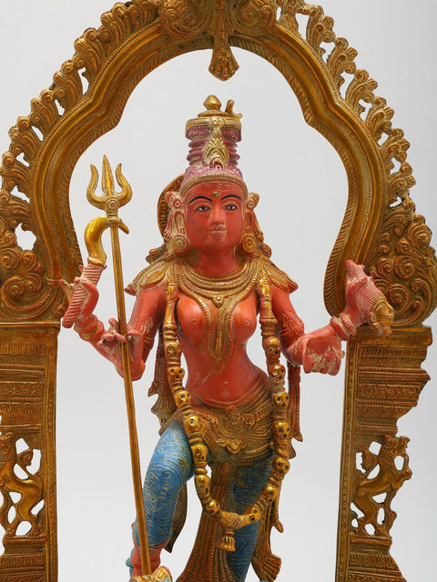 21" Brass Colorful Statue Of Devi Kali