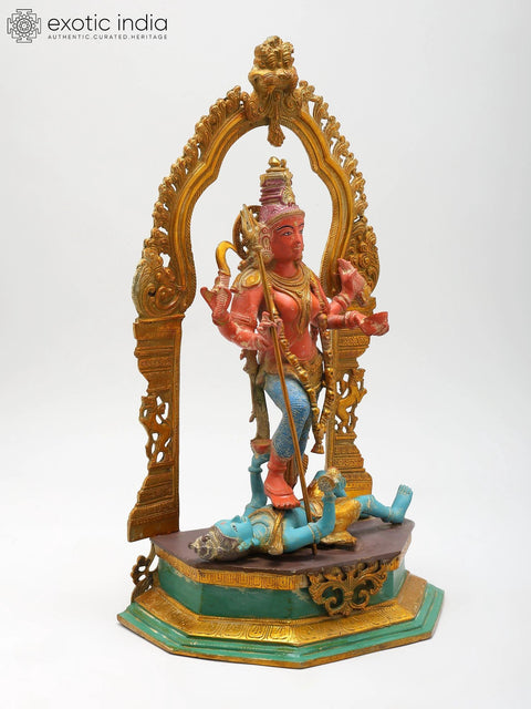 21" Brass Colorful Statue Of Devi Kali