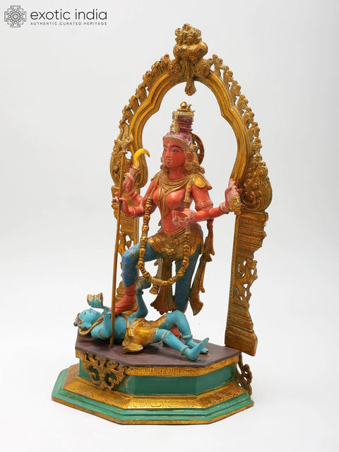 21" Brass Colorful Statue Of Devi Kali