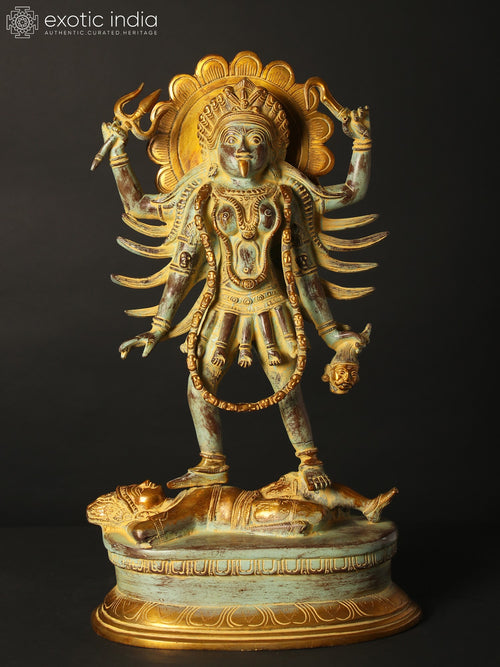 18" Brass Chaturbhuja Kali Statue for Pooja