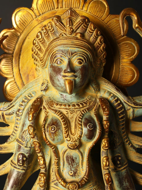 18" Brass Sculpture Of Chaturbhuja Kali