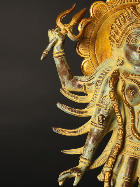 18" Brass Sculpture Of Chaturbhuja Kali
