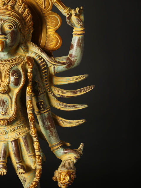 18" Brass Sculpture Of Chaturbhuja Kali