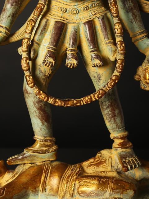 18" Brass Sculpture Of Chaturbhuja Kali